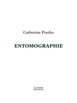cover image of Entomographie